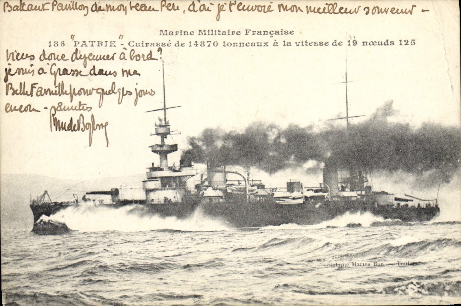 CPA Bateau de Guerre Patrie Cuirasse