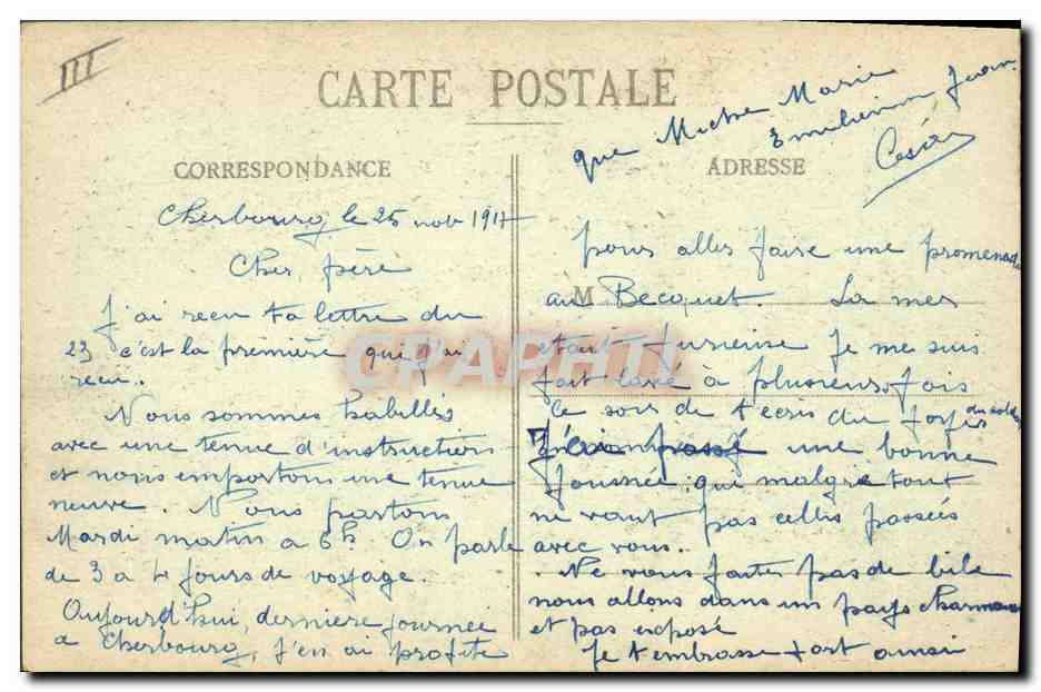 CPA Bateau de Guerre Cherbourg Le cuirasse Patrie pendant une tempete  — Verso