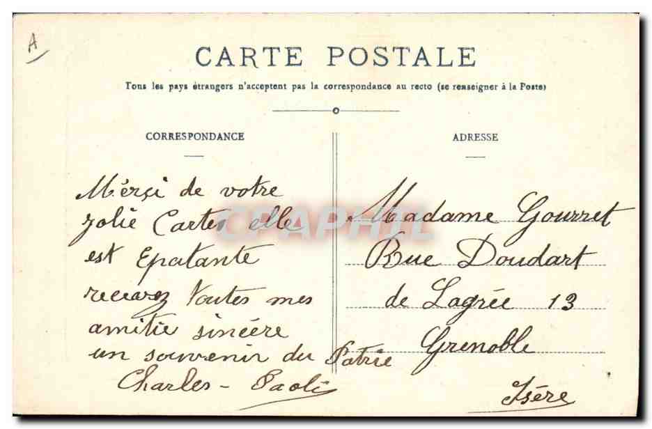 CPA Bateau de Guerre Patrie Cuirasse  — Verso