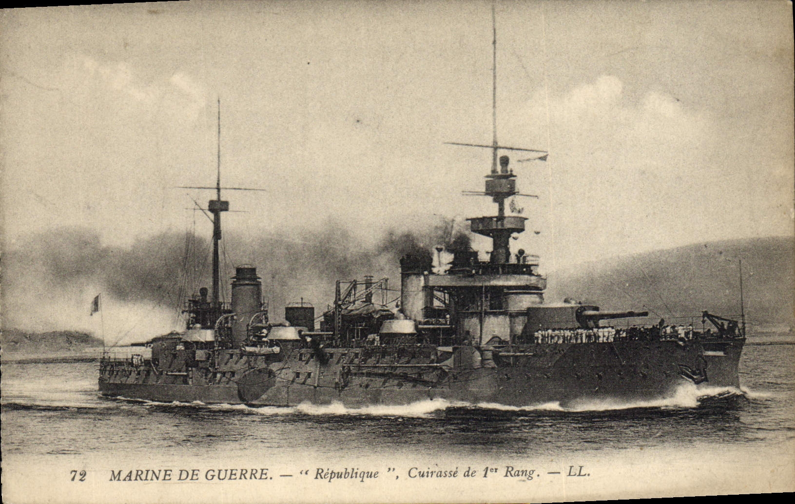 Marine de Guerre — "République", Cuirassé de 1er Rang — LL. — N° 72