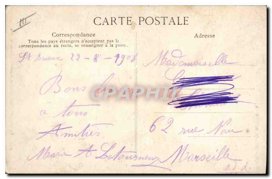 CPA Folklore La premiere pipee Jeune Breton bourrant sa pipe Tabac  — Verso