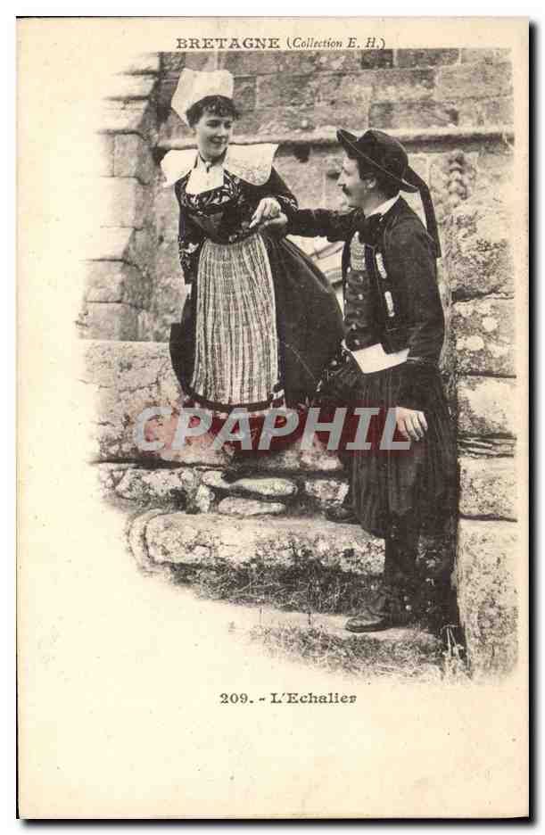 CPA Folklore Bretagne L'Echalier 