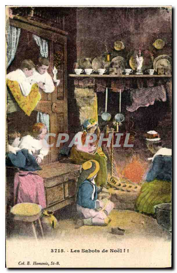 CPA Folklore Enfants Les sabots de Noel 