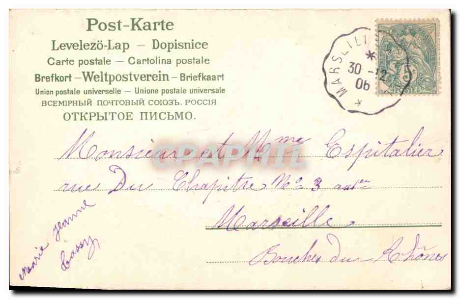 CPA Fantaisie Fleurs Hirondelles  — Verso
