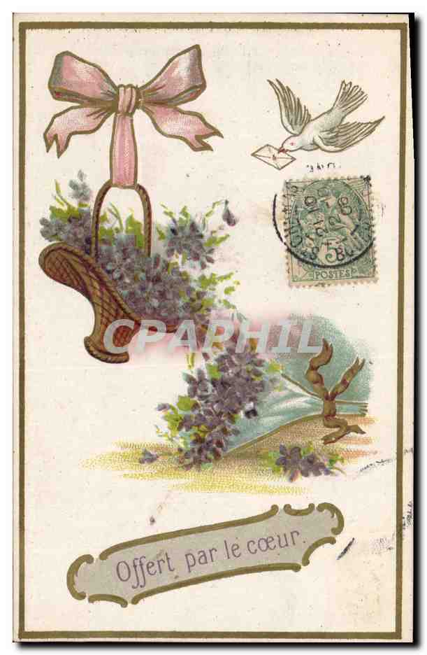 CPA Fantaisie Fleurs Colombe 