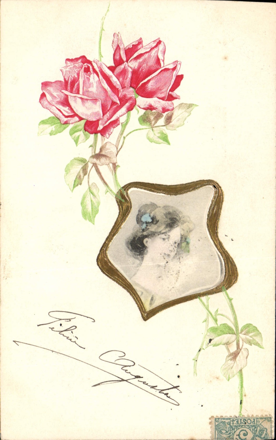 CPA Fantaisie Fleurs Femme 