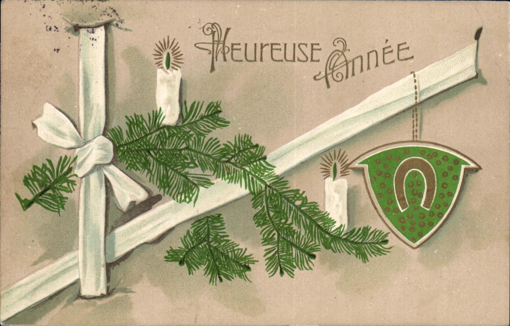 CPA Fantaisie Fleurs Fer a cheval 