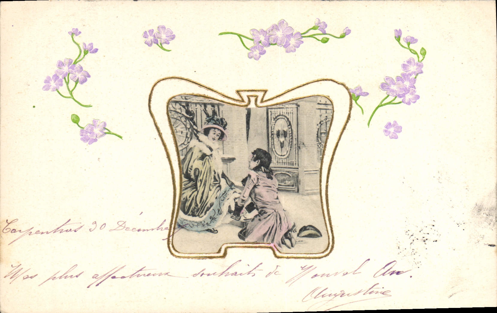 CPA Fantaisie Fleurs Femme 