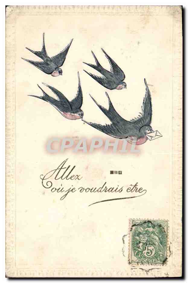 CPA Fantaisie Hirondelles 
