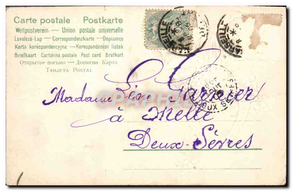 CPA Fantaisie Fleurs Fer a cheval  — Rückseite