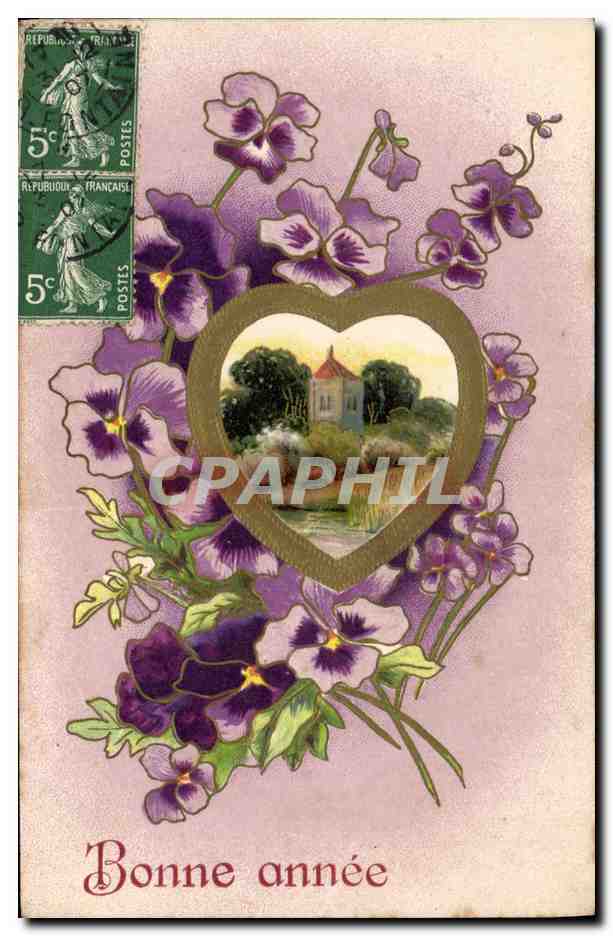 CPA Fantaisie Fleurs Coeur 