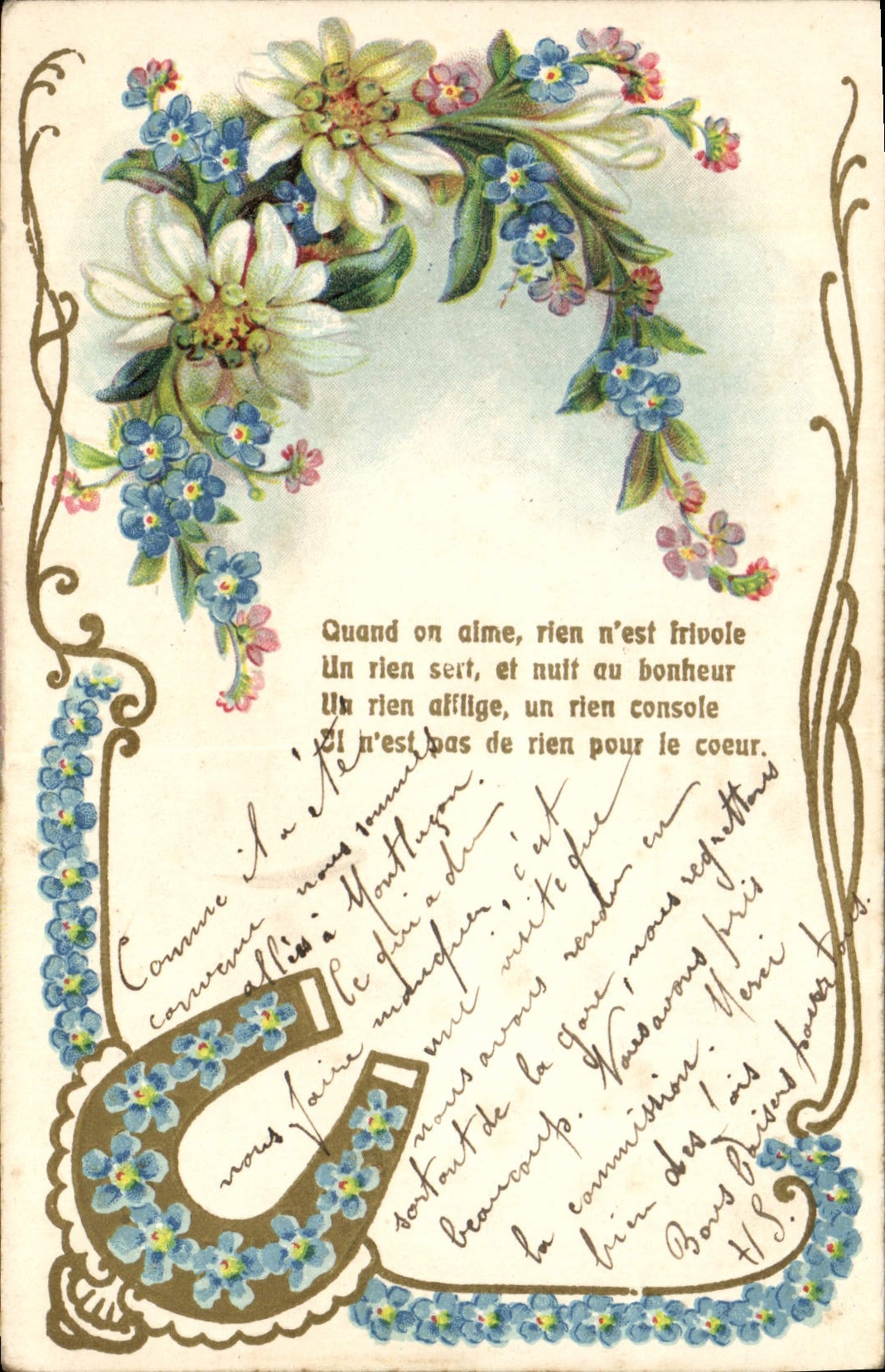 Carte postale décorative — poème d'amour — éditeur inconnu