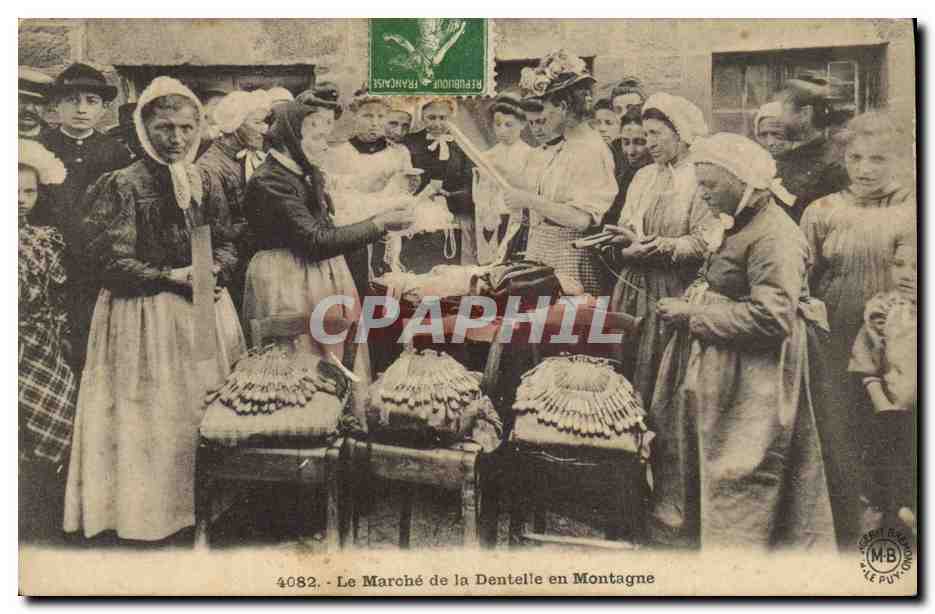 CPA Folklore Dentelle Le marche de la dentelle en montagne TOP 