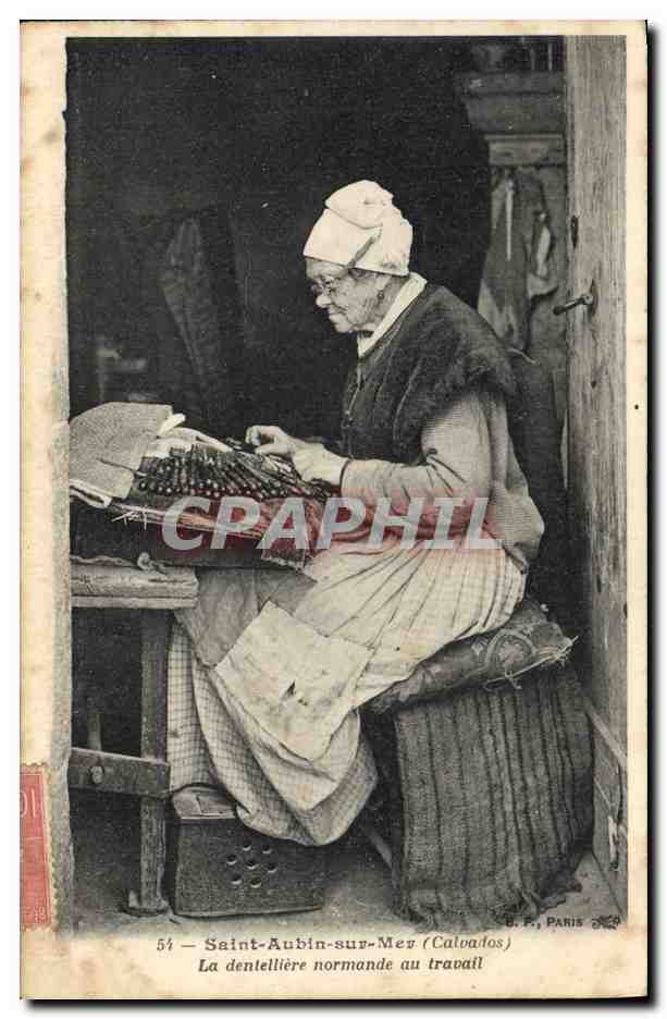 Saint-Aubin-sur-Mes (Calvados) — La dentellière normande au travail — G. P., Paris, n°54