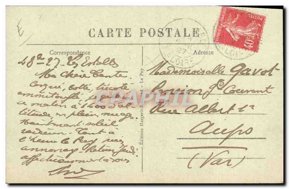 Die Dentellières der Haute-Loire — Trachten der Region Estables — Margerit Bréand, n°1132 — Rückseite