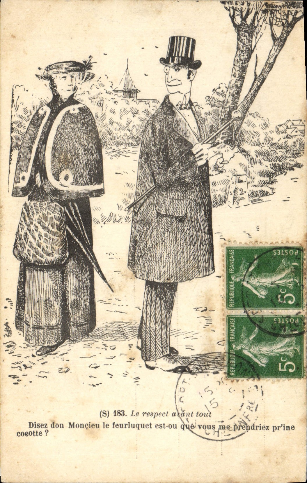 Deux hommes en tenue d'époque — caricature — (S) 183