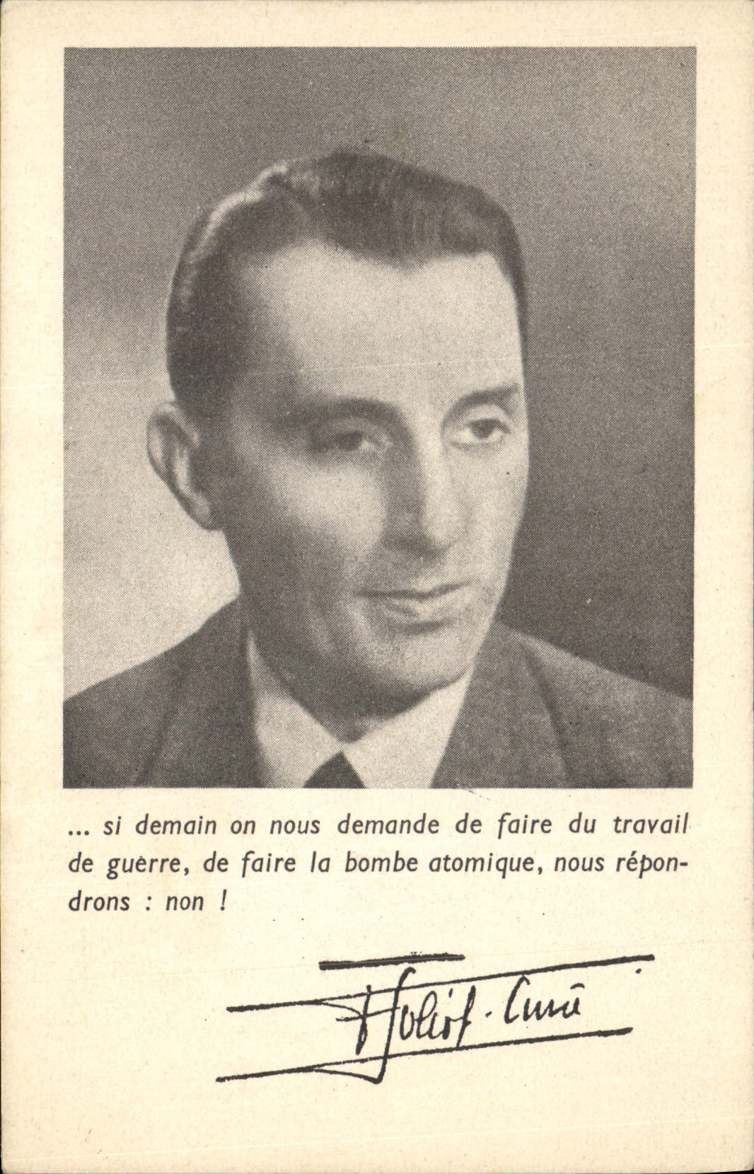 CPA Declaration de Joliot Currie Prix Nobel au Congres Mondial des Partisans de la Paix 
