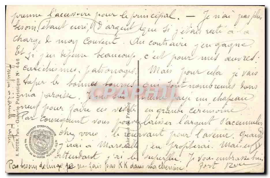 CPA Paul Deroulede Chevalier de la Revanche  — Verso