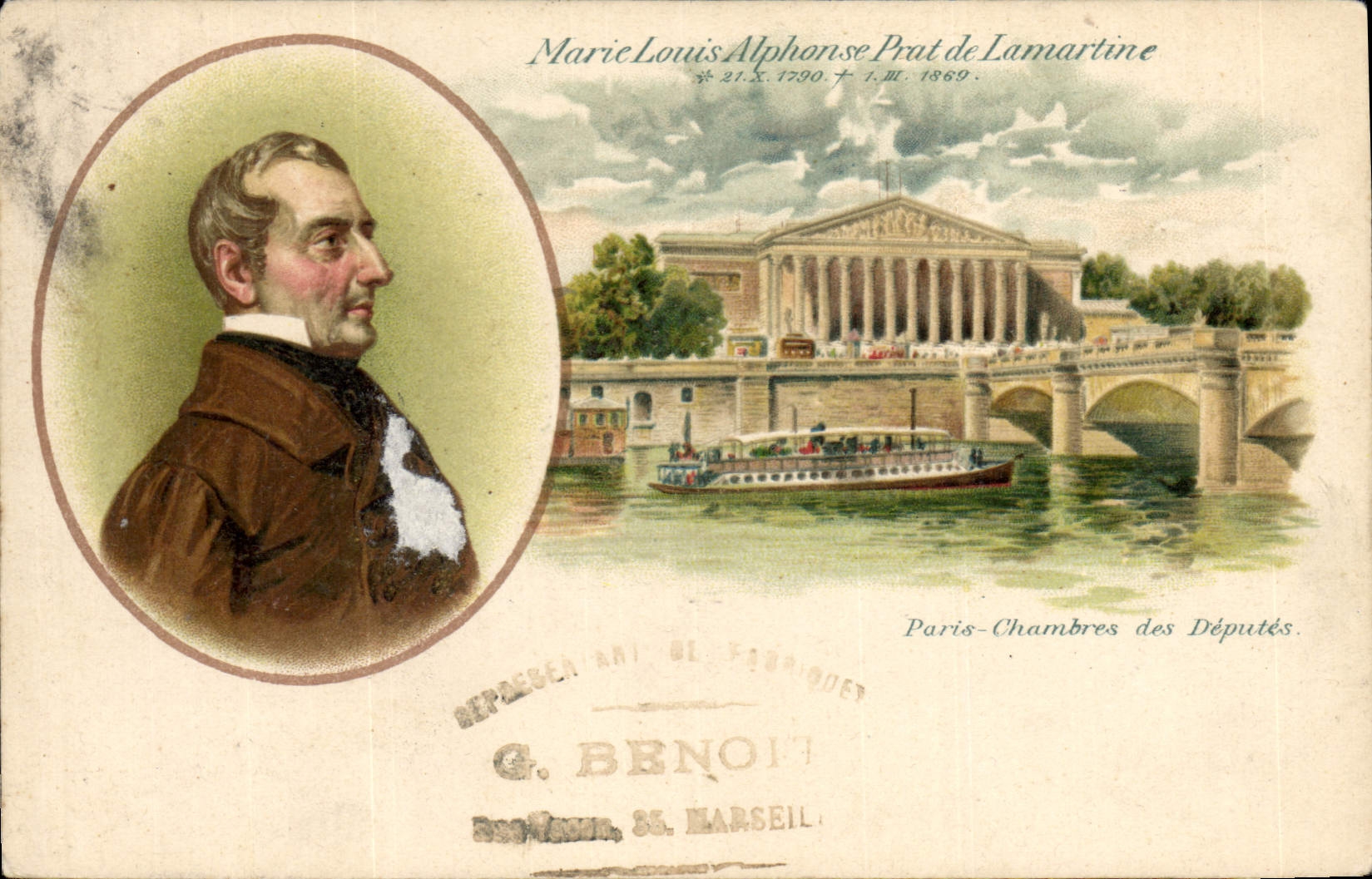 Marie Louis Alphonse Prat de Lamartine — Paris-Chambres des Députés — G. Benoit, 35, Marseille