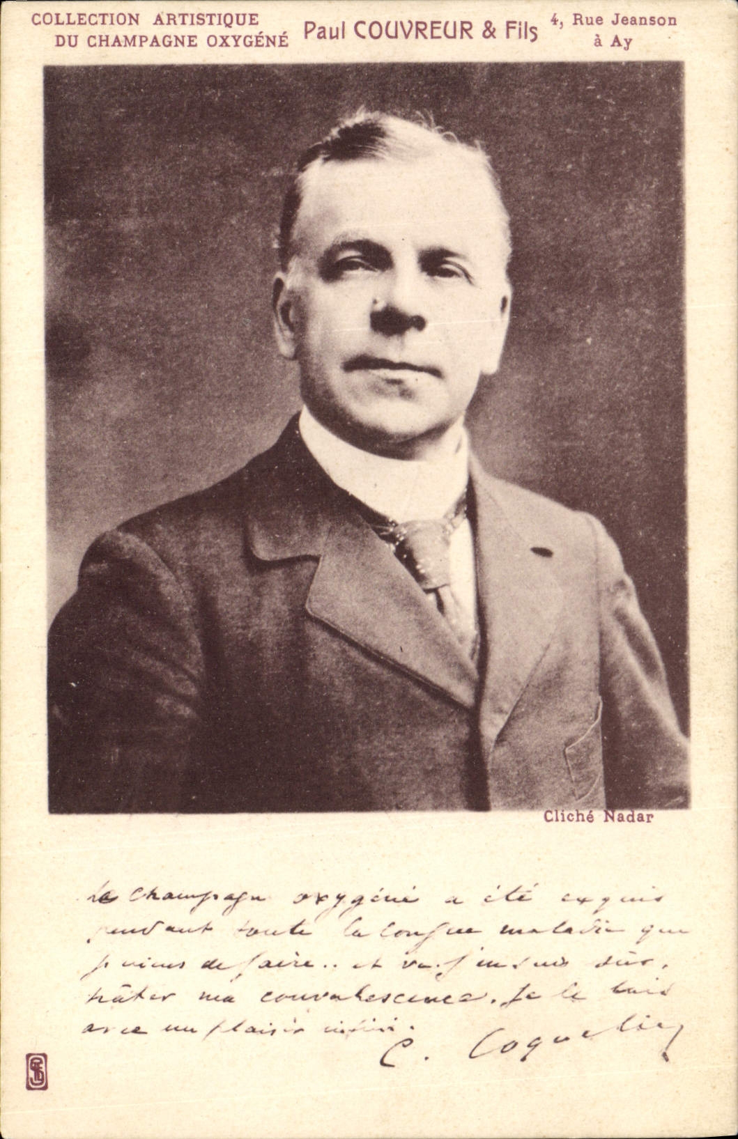 Portrait d'homme — Collection artistique du Champagne Oxygéné — Paul Couvreur & Fils, 4 Rue Jeanson à Ay