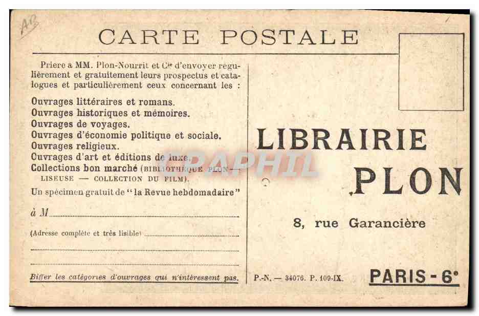 Francis Carco — Portrait — Librairie Plon — Verso