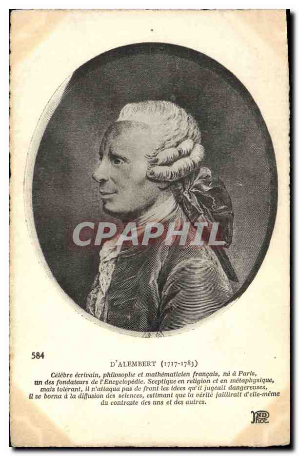 D'Alembert (1717-1783) — portrait gravé — éditeur J. P. D. R. (n° 584) - Anverso