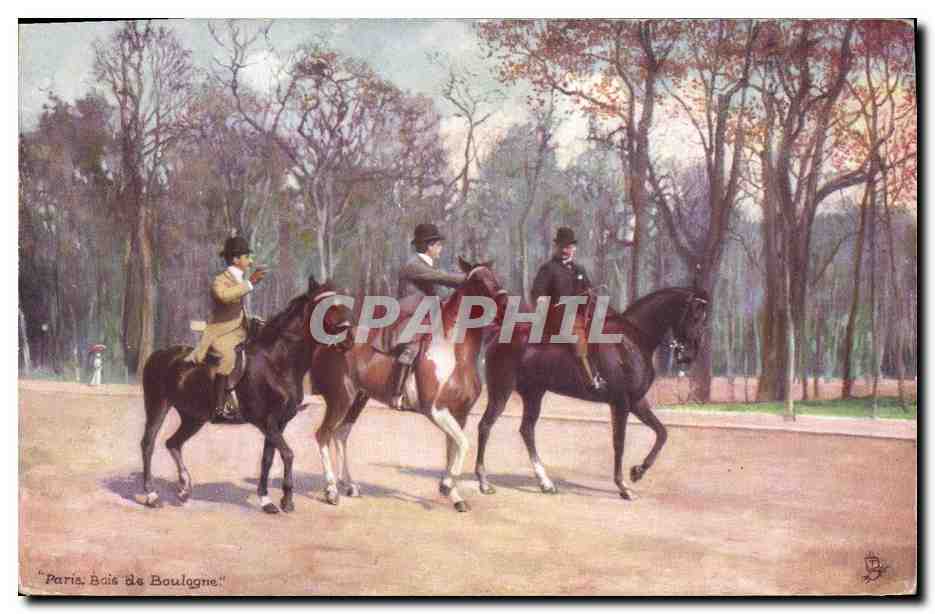 Paris, Bois de Boulogne — cavaliers en promenade — éditeur Tuck & Fils