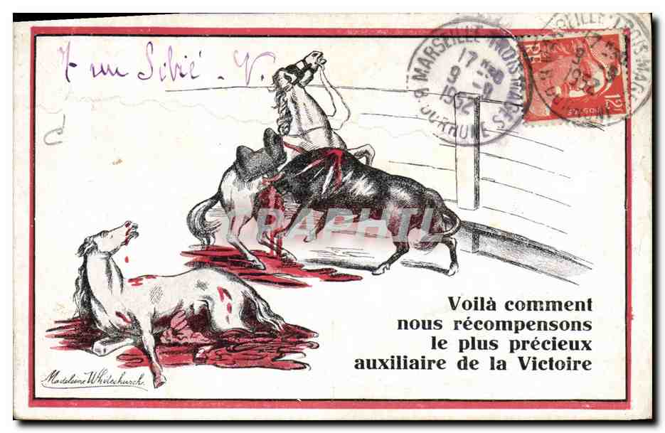Bataille de chevaux — caricature anti-guerre — éditeur : Maistre Whitechurch