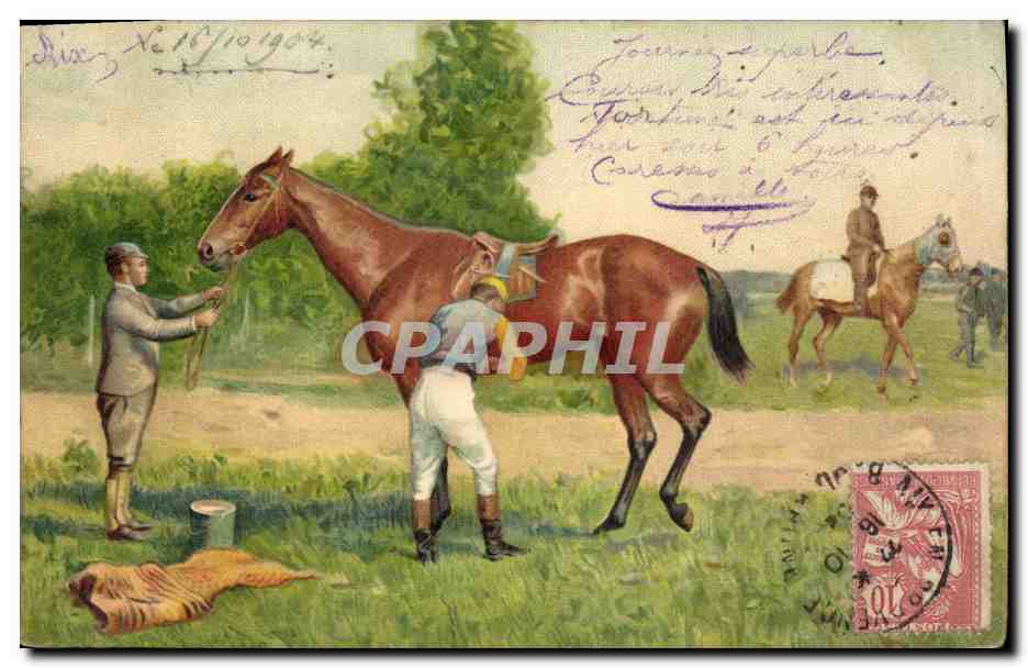 Journée à Paris — Course de chevaux — Éditeur : A. D. (n° 10/10/1904)