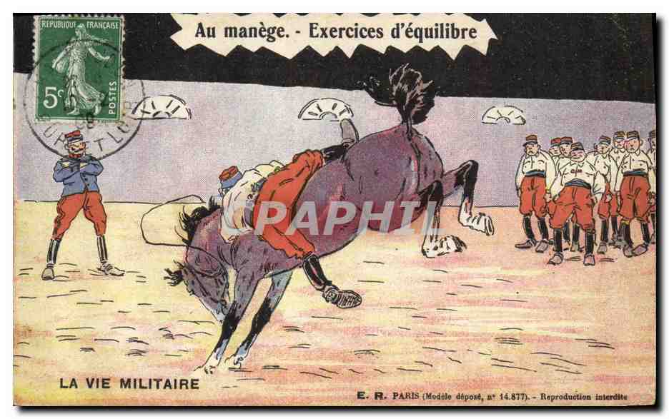 Au manège - Exercices d'équilibre — La Vie Militaire, E.R. Paris, n° 14.877