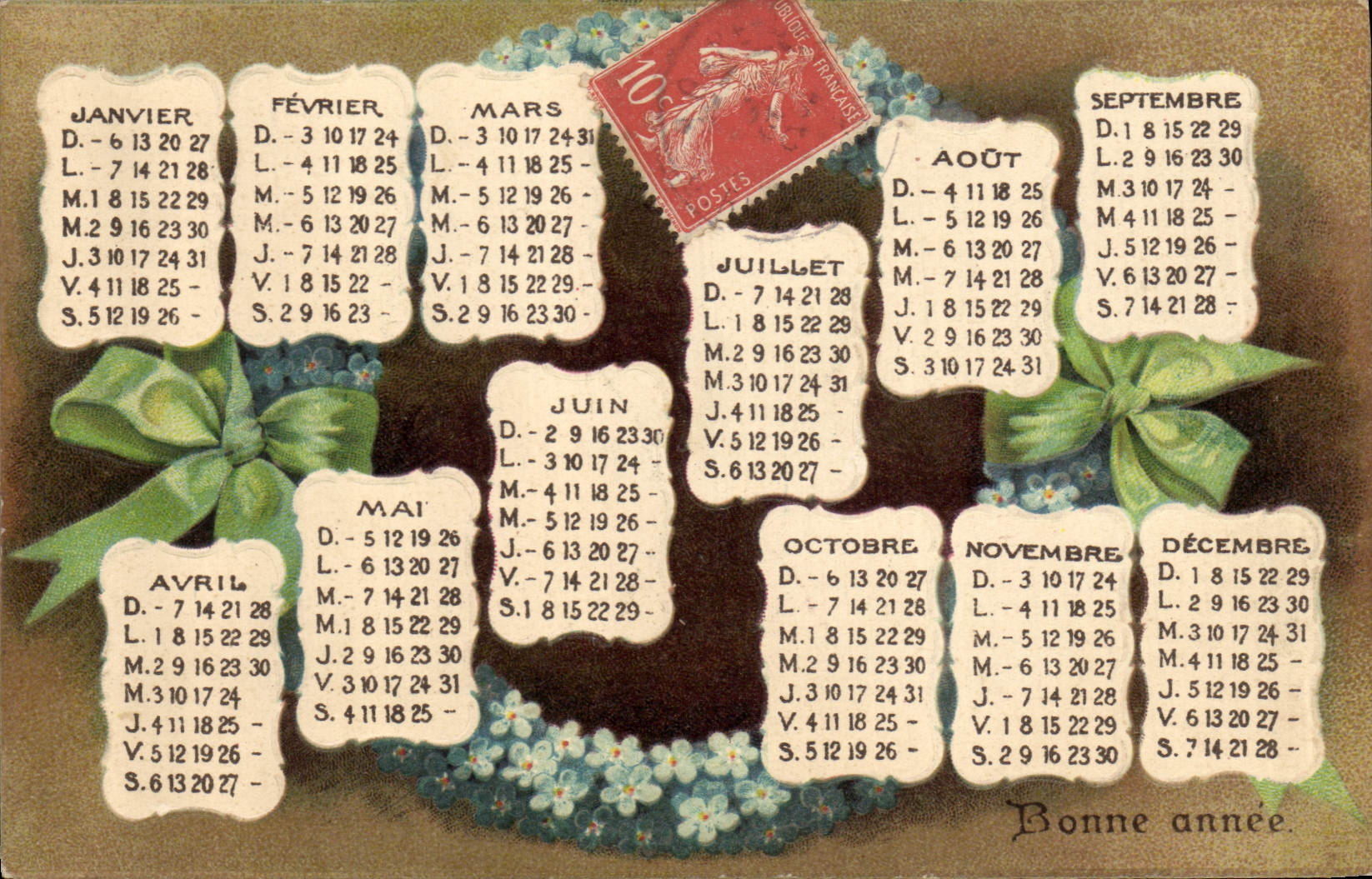 Calendrier annuel — Bonne année — Éditeur non visible