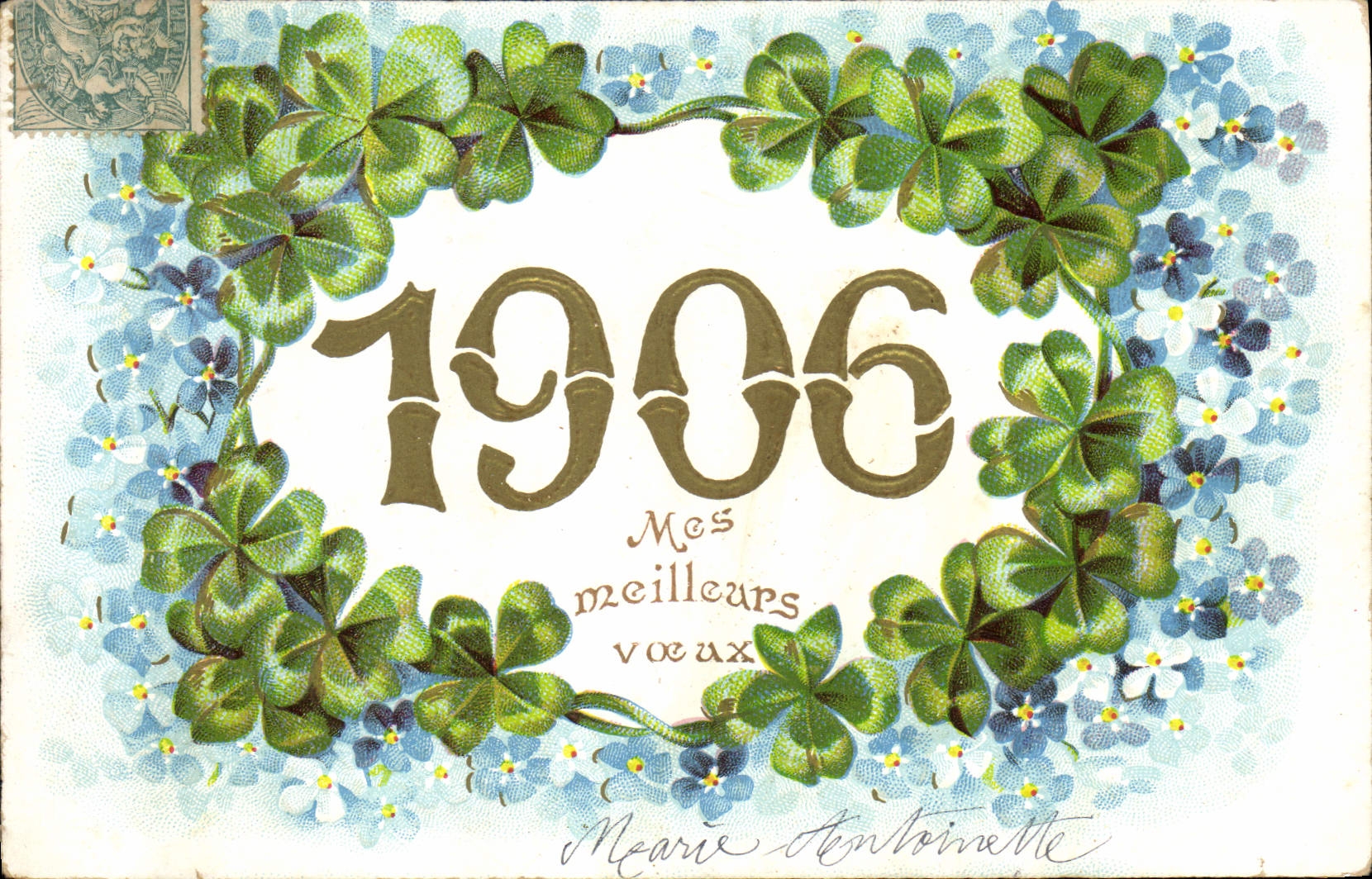 Carte de vœux 1906 — Mes meilleurs vœux — Marie Antoinette