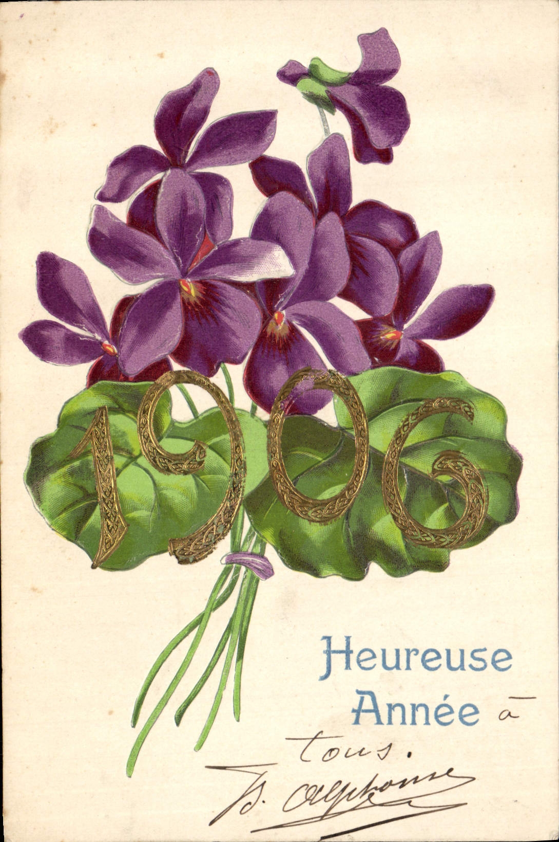 Bouquet de violettes — Année 1906 — T. Cyprienne