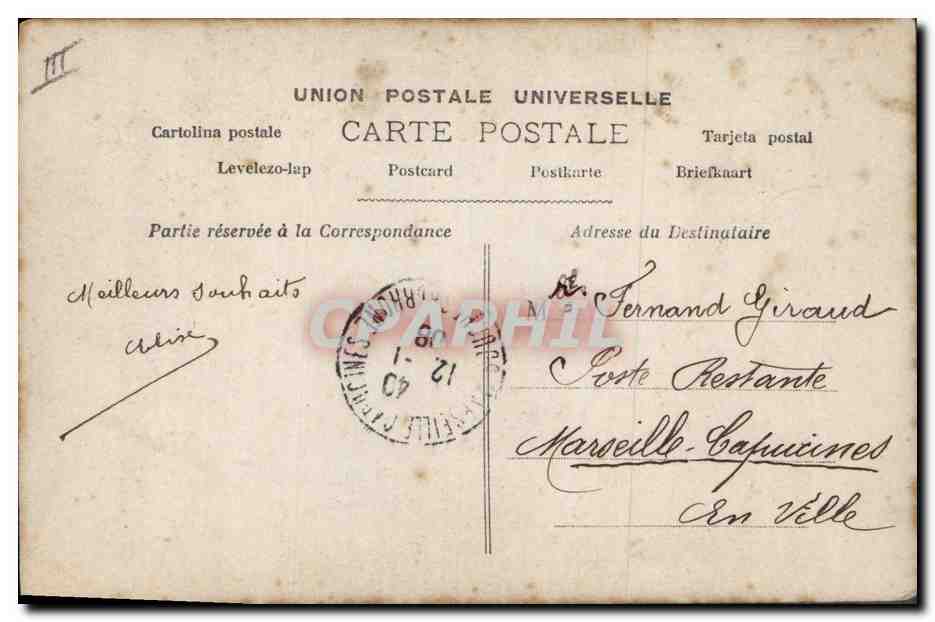 Girl Holding the Numbers 1908 — Happy New Year 1908 — Éditeurs d'Art, Paris, n° 2219 — Back