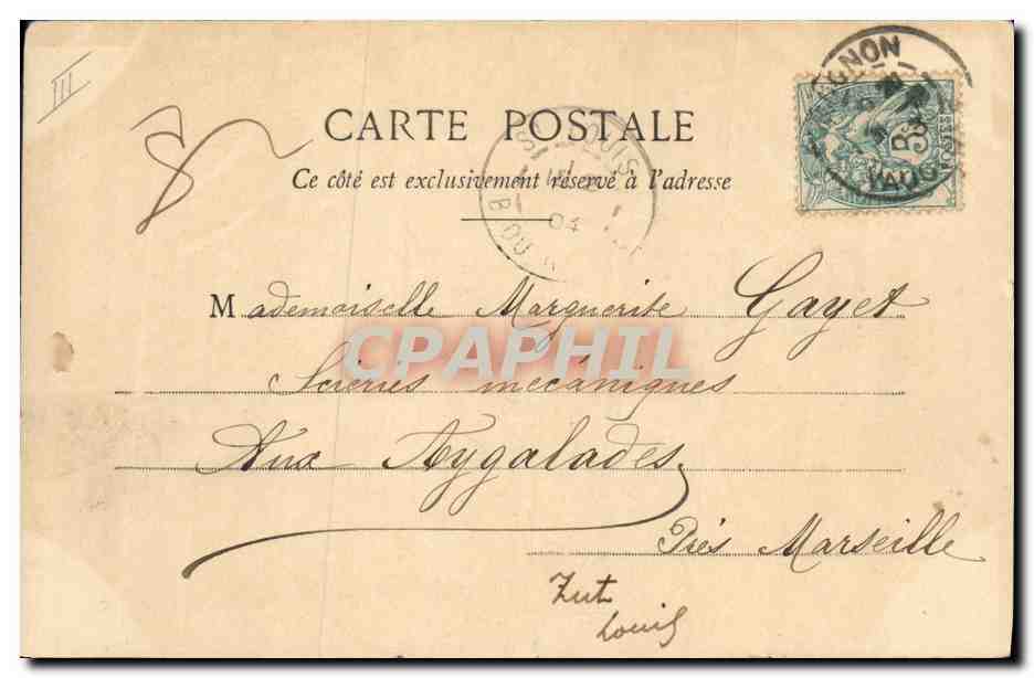 Fille devant une boîte — Nouvelle Année 1904 — Phototypie A. Bessar & Cie, Naxer — Reverso