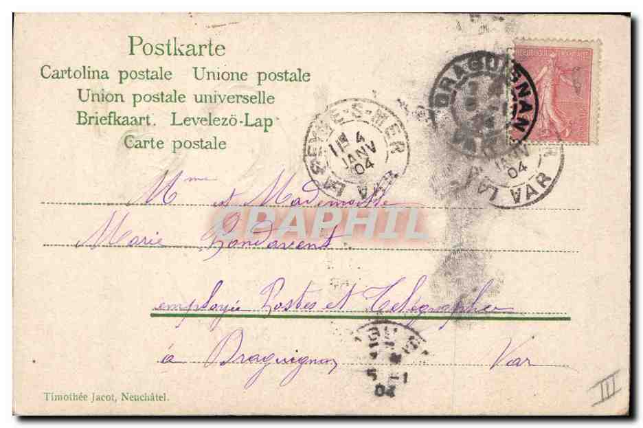 Bonne Année — 1904 — Timothée Jacot, Neuchâtel — Verso