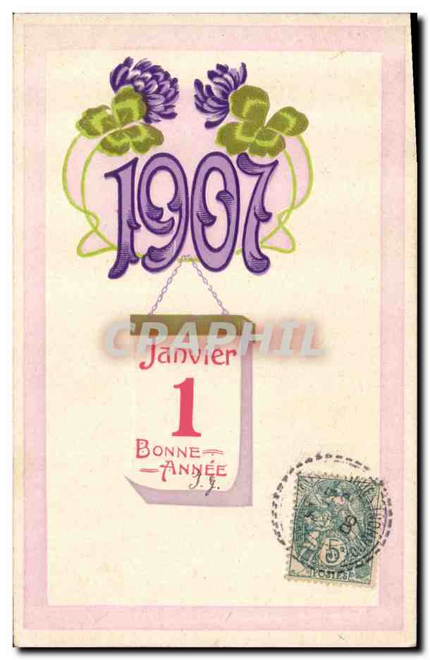 Carte postale de vœux — Année 1907 — éditeur J.G.