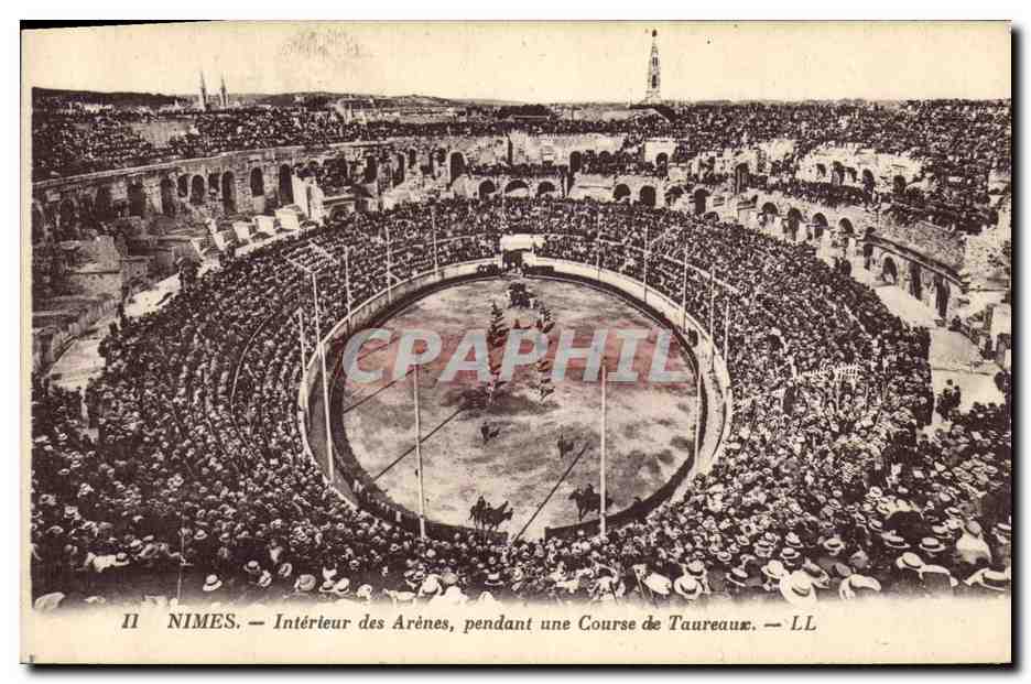 CPA Corrida Course de Taureaux Nimes Interieur des arenes pendant une course de taureaux 