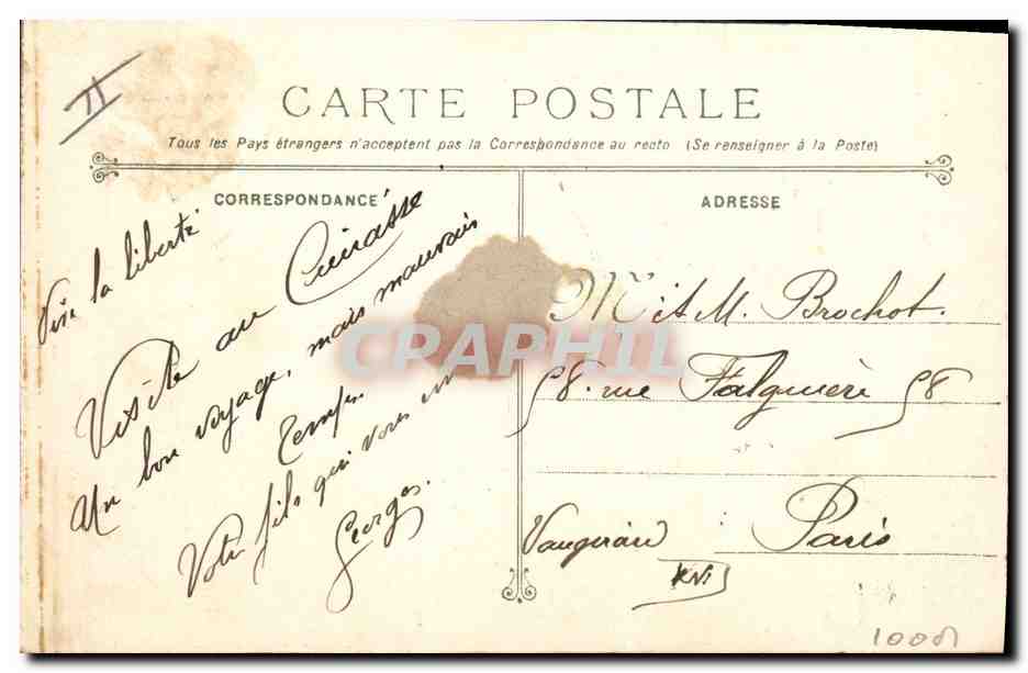 CPA Bateau de Guerre Republique Cuirasse a tourelles  — Verso