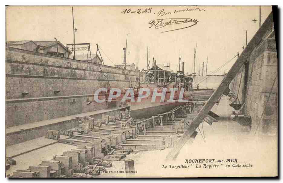 Rochefort-sur-Mer — Le Torpilleur "La Rapière" en Cale sèche — Galeries Parisiennes