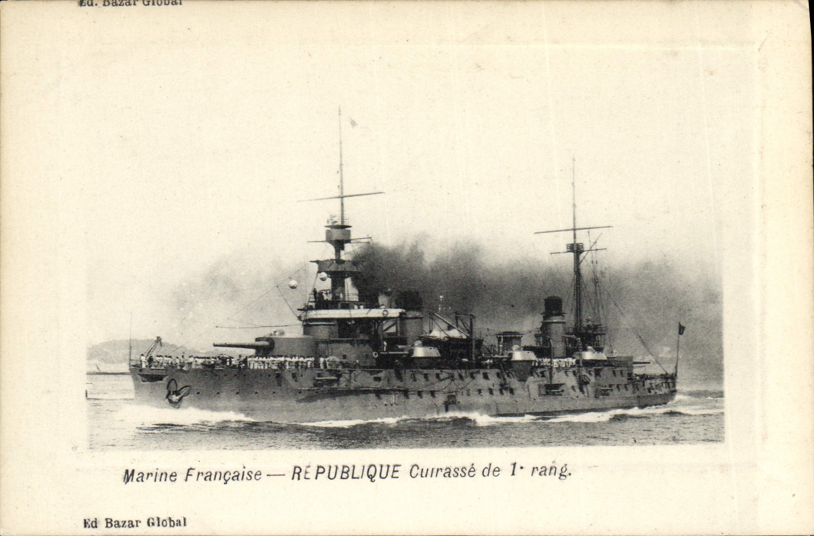 Marine Française — RÉPUBLIQUE Cuirassé de 1er rang — Ed. Bazar Global
