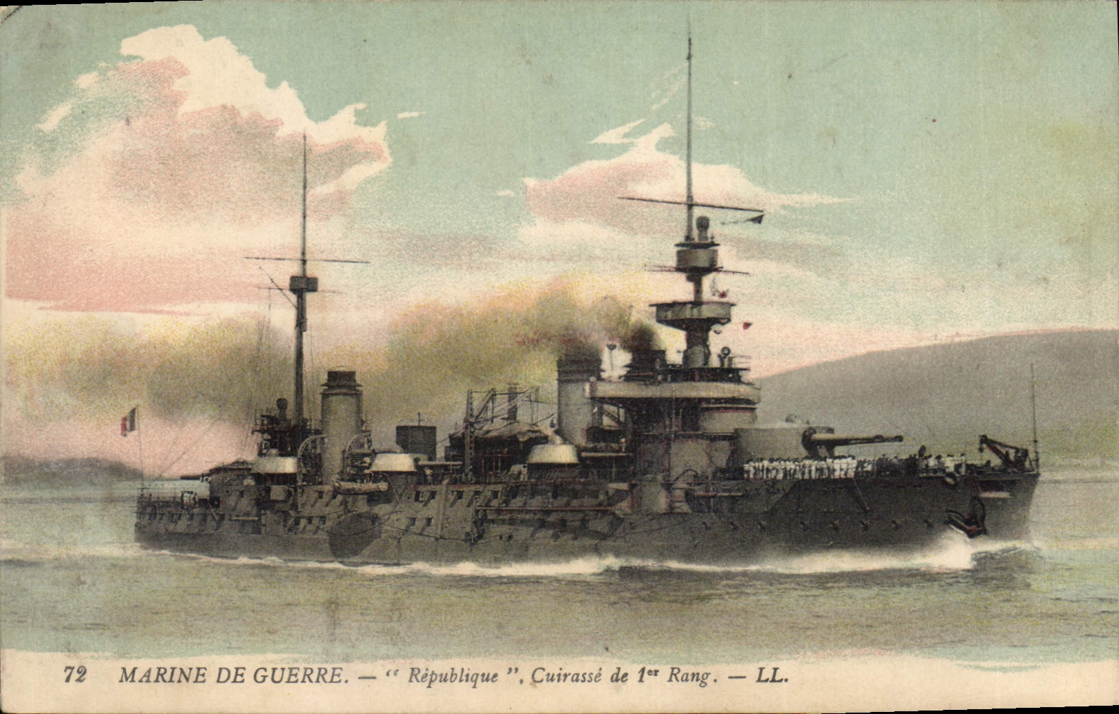 Marine de guerre — "République", cuirassé de 1er rang — LL. — N° 72