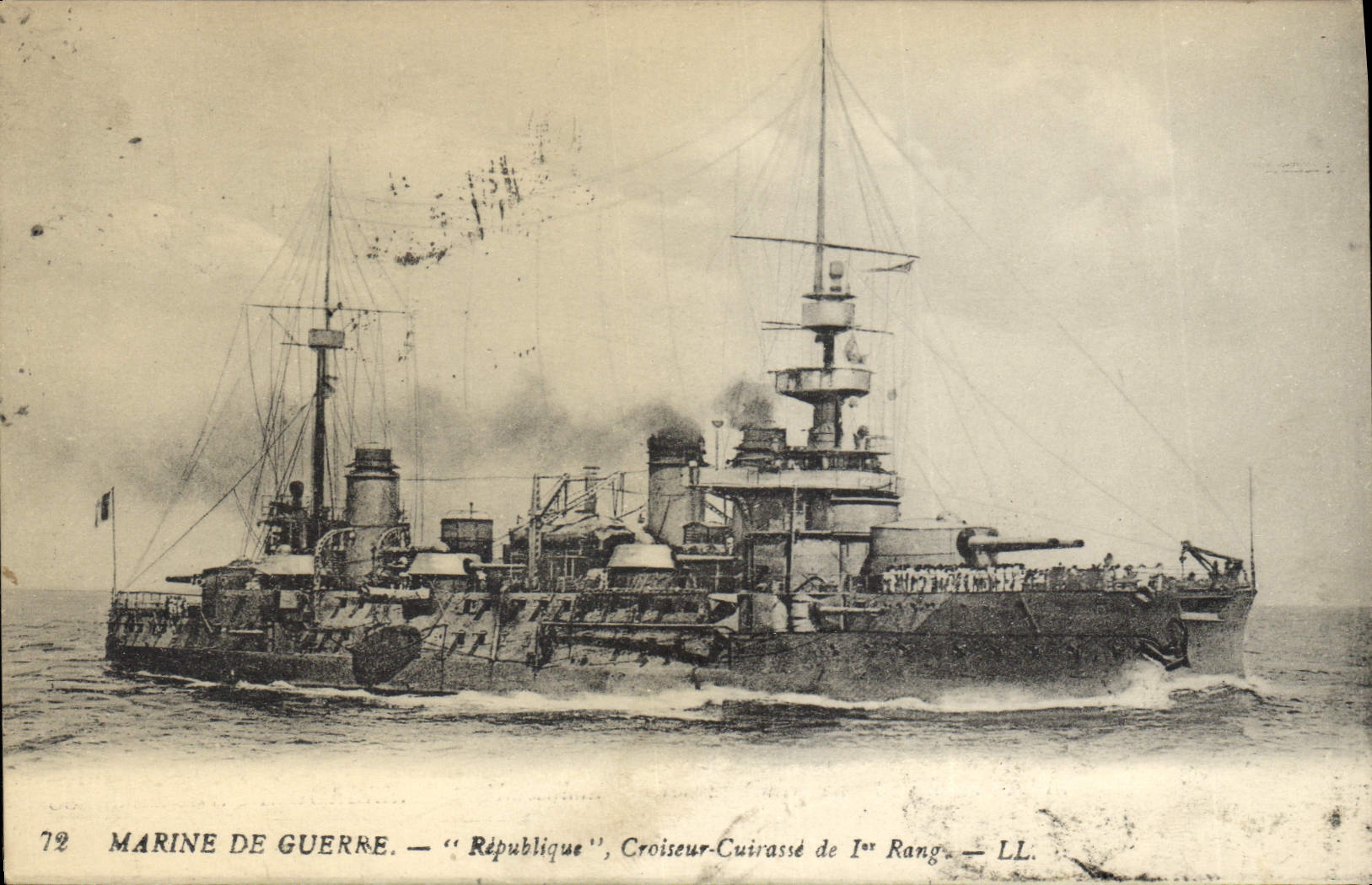 Marine de Guerre — 'République', Croiseur-Cuirassé de 1er Rang — LL. — n°72