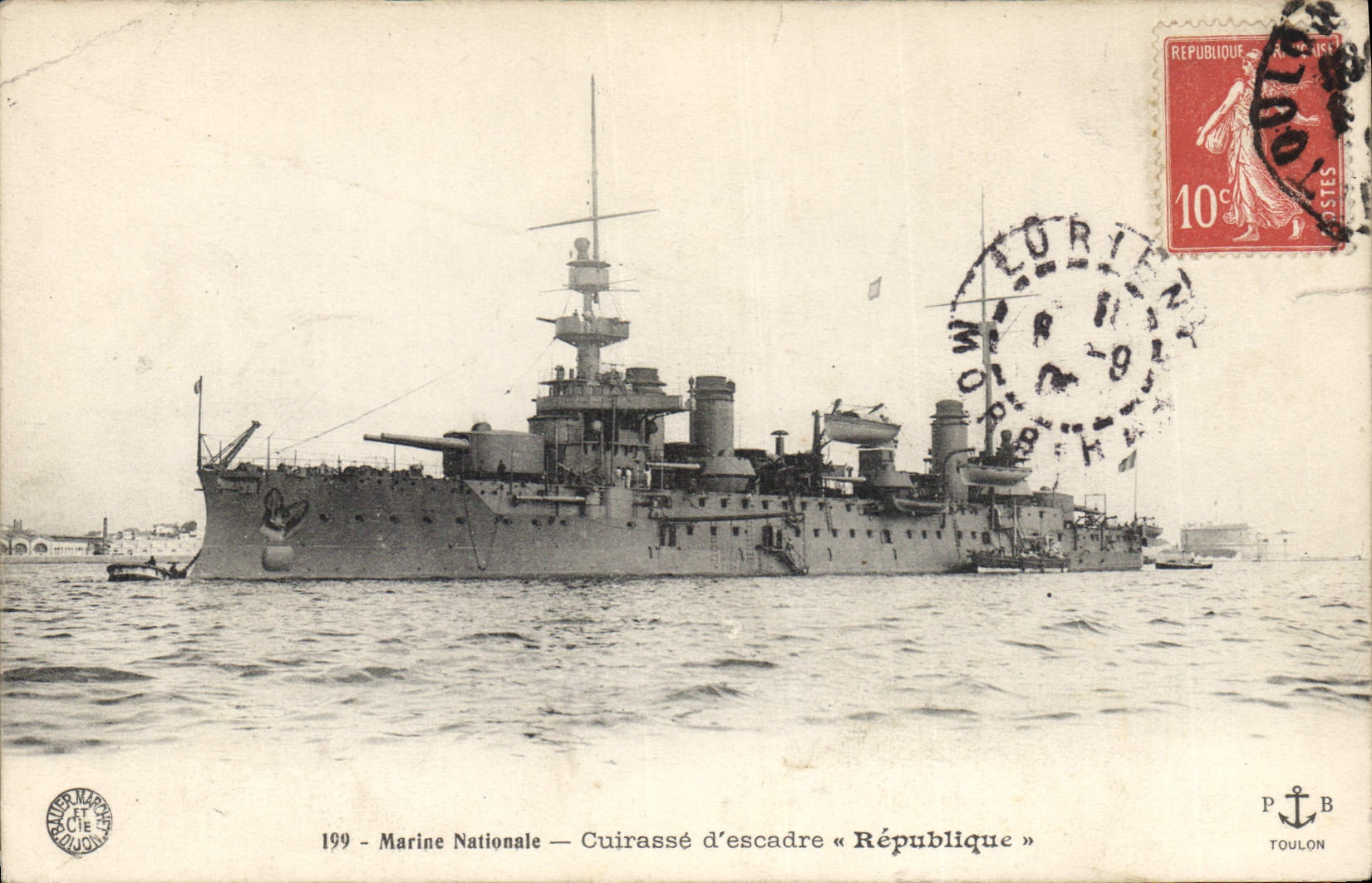 Cuirassé d'escadre « République » — Marine Nationale — Toulon 1909