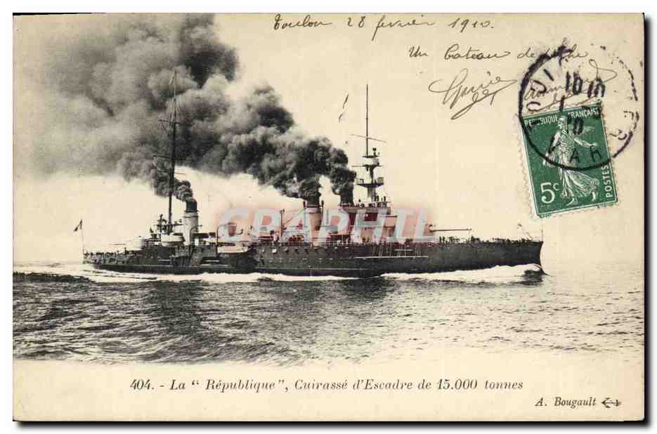 La « République », Cuirassé d'Escadre de 15.000 tonnes — A. Bougault, n° 404