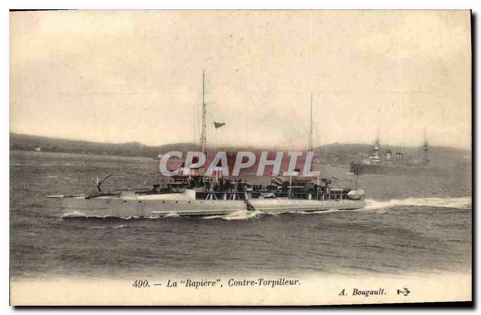 CPA Bateau de Guerre La Rapiere Contre torpilleur 