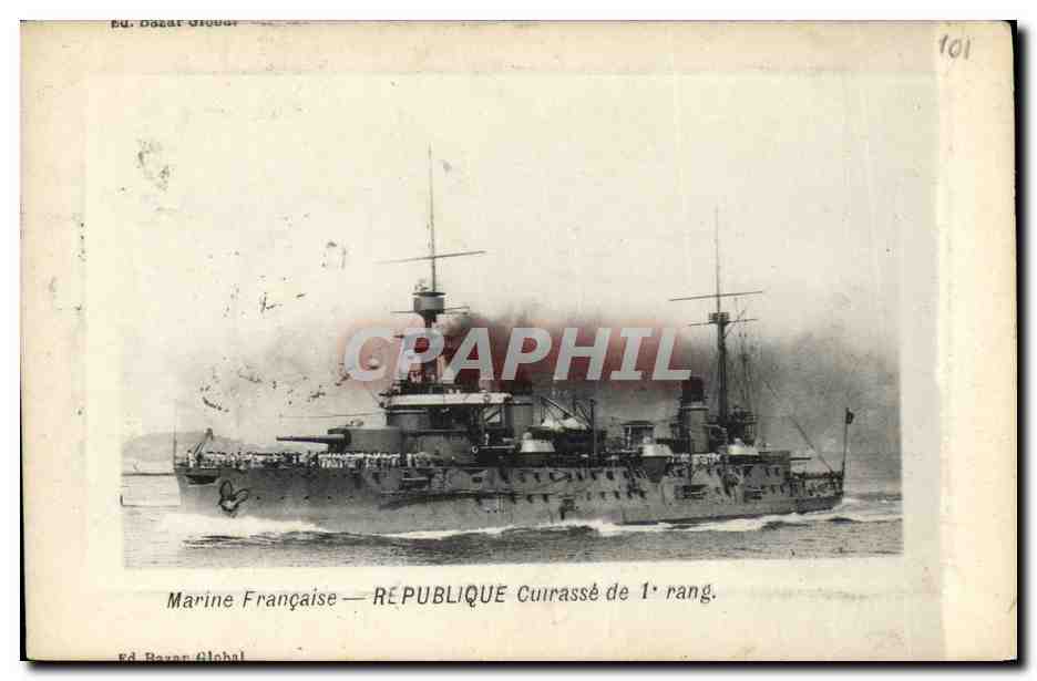 CPA Bateau de Guerre Republique Cuirasse de 1er rang 