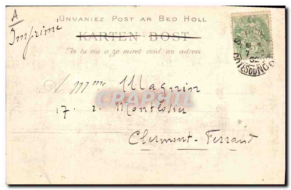 CPA Folklore Jeune fille de l'Ile de Sein  — Verso
