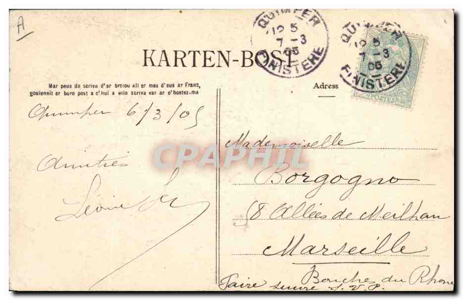CPA Folklore Pont L'Abbe Une elegante  — Verso