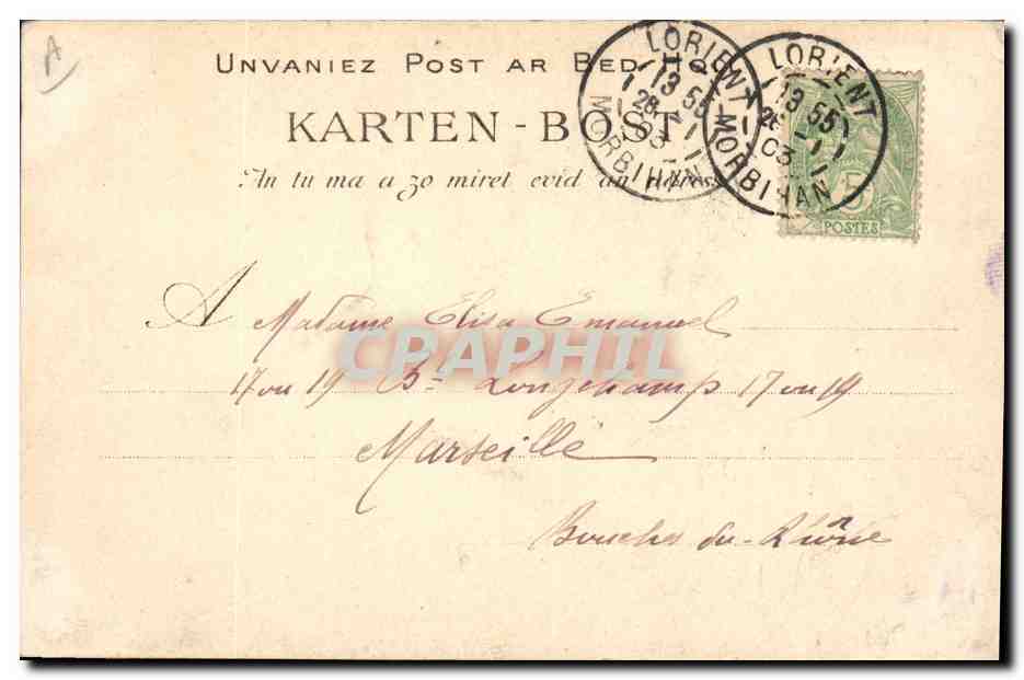 CPA Folklore Mariee de Pont Aven  — Verso